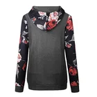 Wholesale Custom Long Sleeve Floral Pullover Casual Sweatshirt Women's Cut and Sew Black Hoodies
