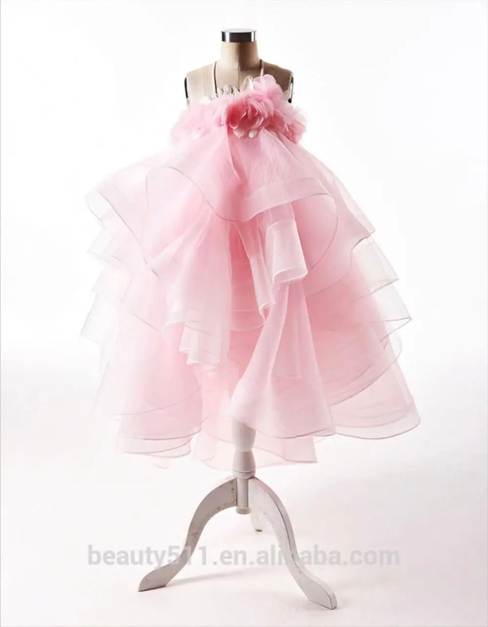 summer girl clothing pink flower girl birthday long dress child