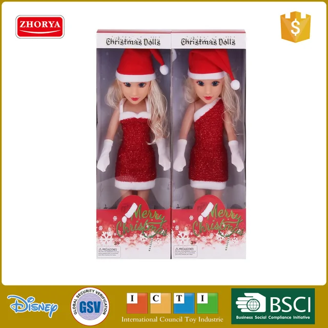 christmas light and music doll girl gift doll with christmas hat
