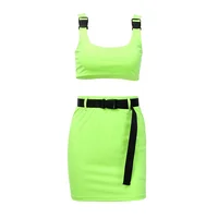 Women Two Piece Sets Buckle Neon Green Tank Tops Sexy High Waist Elastic Skirts Bodycon Casual Crop Tee Top Outfit Set
Women Two Piece Sets Buckle Neon Green Tank Tops Sexy High Waist Elastic Skirts Bodycon Casual Crop Tee Top Outfit Set