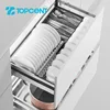 TOPCENT chrome stainless steel metal kitchen cabinet cupboard plating dish wire pull out rack sliding soft close drawer basket