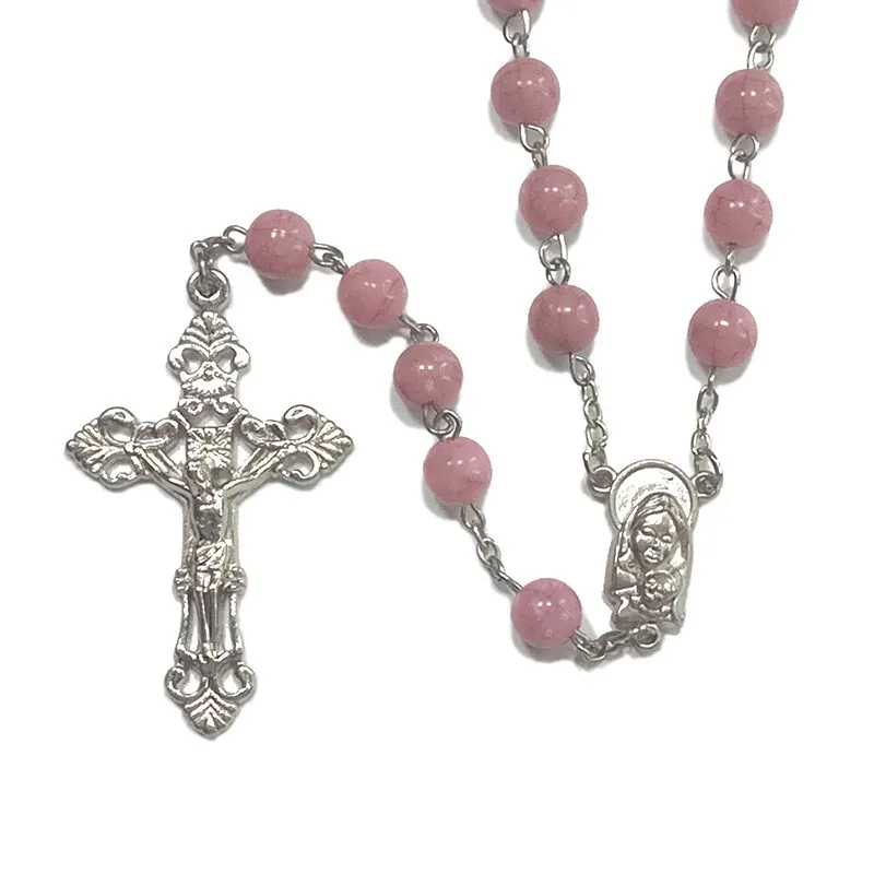 Factory Hot Selling Imitation Agate Round Glass Beads Pink Catholic Rosary, Customized color
Factory Hot Selling Imitation Agate Round Glass Beads Pink Catholic Rosary, Customized color