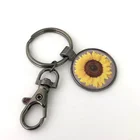 Wholesale Custom promotional key ring fashion cheaper cartoon character metal epoxy sticker key chain ring