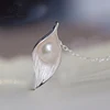 women sterling silver jewelry leaf shape real fresh water pearl pendant necklace price for Christmas gift