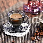 Factory direct wholesale Cafe European black glass handle cup espresso cup and dish suit