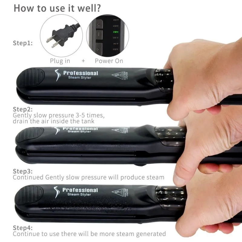 2017 Hot Sell Flat Iron Custom Professional Tourmaline Fast Ceramic Steam Hair Straightening