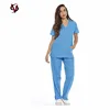 V Neck Women and Men Stylish Medical Scrubs set Nurse Uniform with pocket and pants
