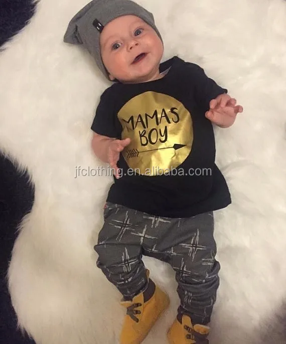 2016 hot sell children clothing MAMAS BOY SET toddler boy 2pc outfit cute t shirt harem pant