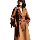 New Fashion Wholesale Cashmere Sheep Ladies Wool Coat with Belt Winter Long Handmade Oversized Women Cashmere Wool Coat
