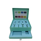 Luxury Cardboard Gift Packing Blue 2 Layers Tea Storage Box with Compartments