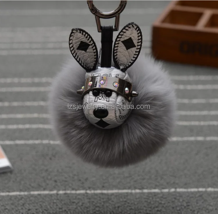 Fashion dog design with pom pom bag pendant key chain Fashion dog design with pom pom bag pendant key chain