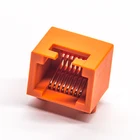 Pass Through Hole Orange Plastic RJ45 8P8C Without Shielded