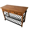 Hot Sale Design Good Price Kitchen Furniture Solid Wood Wooden Moving Kitchen Food Vegetable Cart Trolley With Wheels
