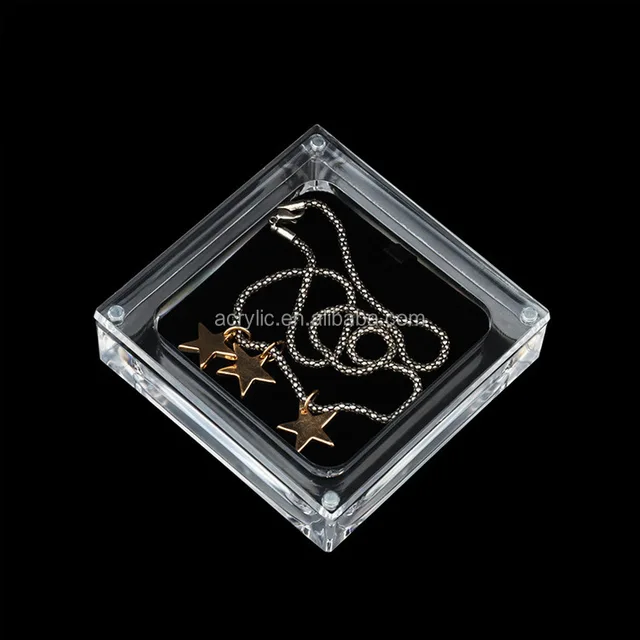 clear plastic necklace gift box with lid