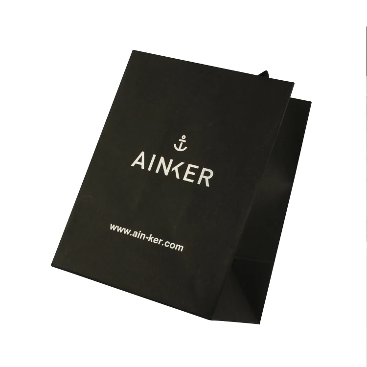 yilucai luxury matt black paper bag with custom logo white