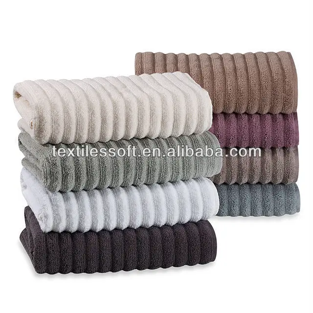 100% cotton colorful luxury ribbed hand towel