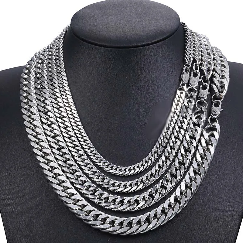AFXSION European and American classic men's stainless steel necklace 3mm6mm9mm11mm wide long chain necklace, Gold silver
AFXSION European and American classic men's stainless steel necklace 3mm6mm9mm11mm wide long chain necklace, Gold silver