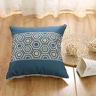 Embroidered Throw Pillow Cotton Decor Cushion Contrast Color Pattern Accent Pillow