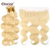 Factory Direct Indian Blonde 613 Body Wave Bundles With Frontal 100% Virgin Human Hair 3 Bundless With13*4 Lace Frontal