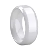 Beveled Edged Mens White Ceramic Wedding Ring