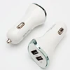 New design arc small golden edge universal mobile phone smart IC protection car charger with 2 usb port