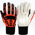 Hi Viz Safety Work Protection Oil Gas TPR Oilfield Leather High Cotton Impact Gloves