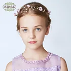 2018 Handmade Floral Hair Vines Pearl Purple Flower Headbands Bridal Headwear Girls Hair Accessories Wedding Headpiece For Child