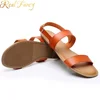 Latest Designs Summer Ladies Sandals Flat Pu leather Ankle Strap Women Sandals