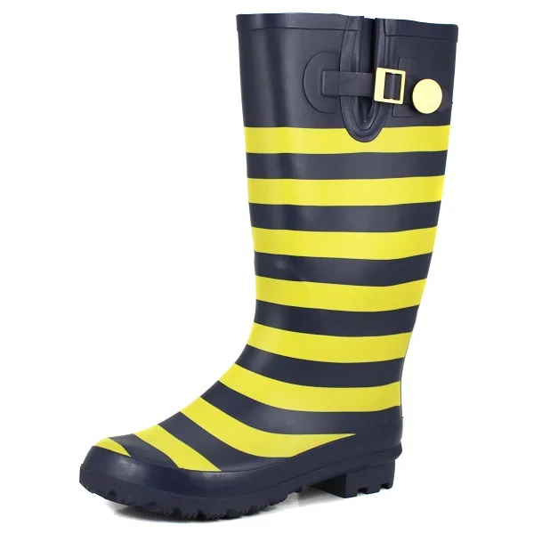 striped rain boots