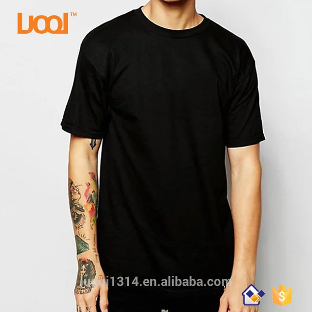 top sales 100 cotton 180g blank black crew neck custom plain