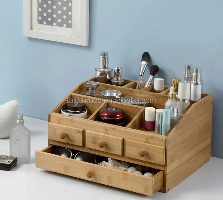Multi-function Retro Wooden drawer Storage Box/Desk Organizer, Old Wood Color