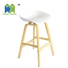(YOUGA-A) Modern PP plastic bar stool with wood legs