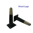 15cm Shaped Turned Wooden Feet, Furniture Bed Legs And black Sofa Wooden Leg With Metal Tube