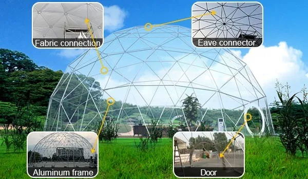 4 - 60 Meter Large Transparent Geodesic Event Dome Tent Fire Retardant