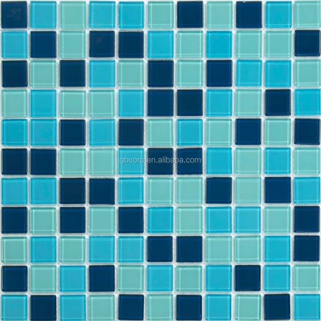 Low Price Hot Sale Mixed Blue Green Color Glass Mosaic Tile For Swimming Pool Tile
