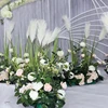 Latest weddings decoration artificial flower rose and reed ground arrange flower stage decorations