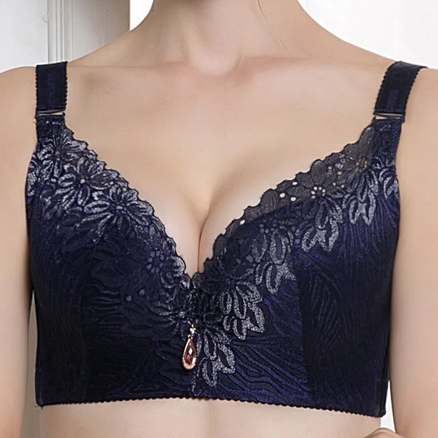 Nessayoo Sexy intimates women's deep V lace bra ladies brassiere 38 40 42  44 46 C D E Cup Black Purple Bras Underwear For Women - AliExpress