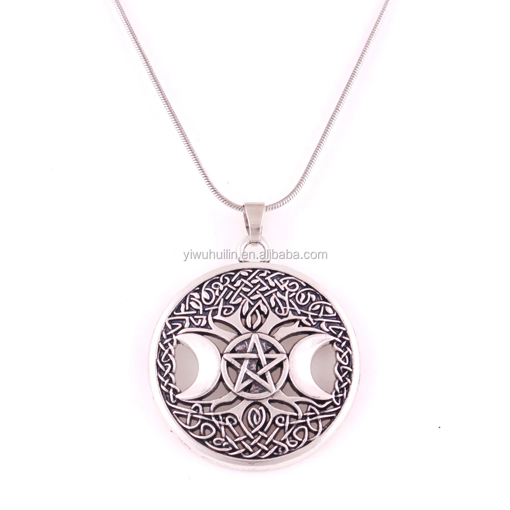 N616 Hot selling Triple Goddess Wicca Pentagram Magic Amulet Necklaces Women tree of life moon pendant with snake chain necklace
N616 Hot selling Triple Goddess Wicca Pentagram Magic Amulet Necklaces Women tree of life moon pendant with snake chain necklace
