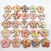 Custom Sewing buttons Print flowers shaped 2 Holes Wood Buttons