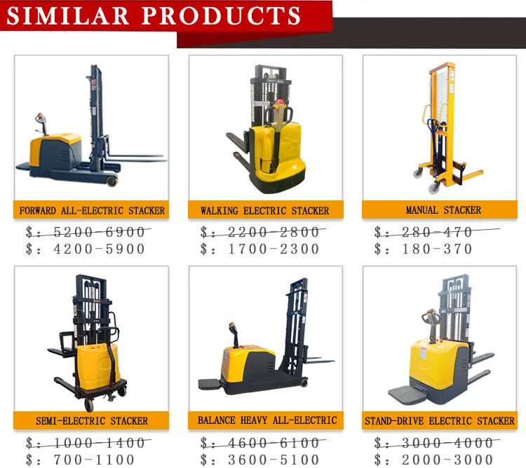 1.0 ton 2 ton power stacker warehouse forklift counter balanced electric stacker