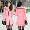 wholesale hot sale woman long jacket with pocket and hat winter trench drapey warm coat