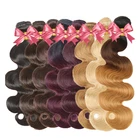 Free Shipping Ombre Malaysian Body Wave Hair Weave Bundles 1B/99J Human Hair Bundles 613 Ombre Remy Hair Extension