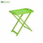 Green Folding Wood Food Serving Side Table Handle Butler Tray