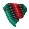 snow ski striped rainbow adult knitted winter long beanie hats unisex