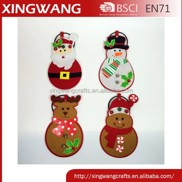 Promotion item christmas door hanger santa snowman reindeer gingerbread man design set of 4