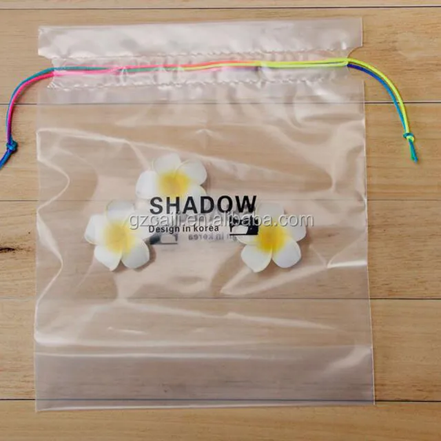 gift packaging clear pe material drawstring harvest bag