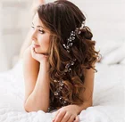 New 50cm Pearl Wedding Hair Vine Crystal Bridal Accessories Diamante Headbands