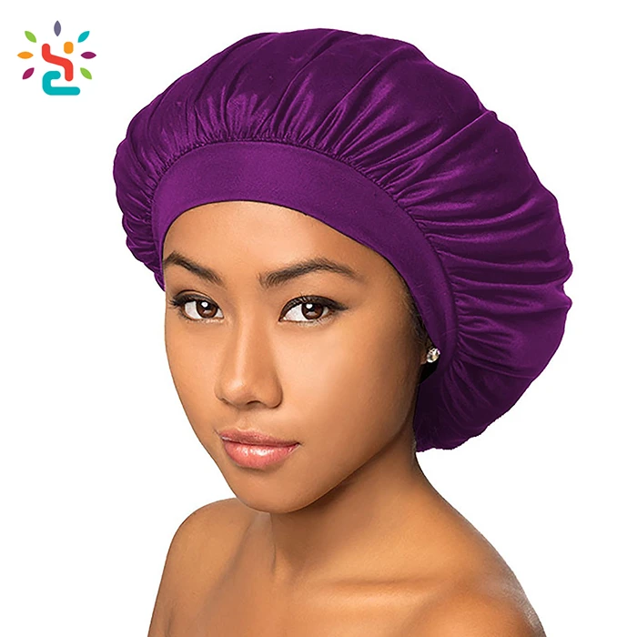 

Natural silk hair bonnet elastic band sleeping bonnet custom logo plain blank solid color women satin bonnet