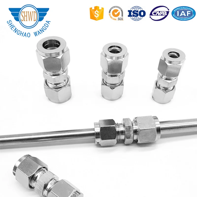 Stainless Steel straight Reducing Double Ferrules Tube Fitting For Steel Pipe Connection.jpg