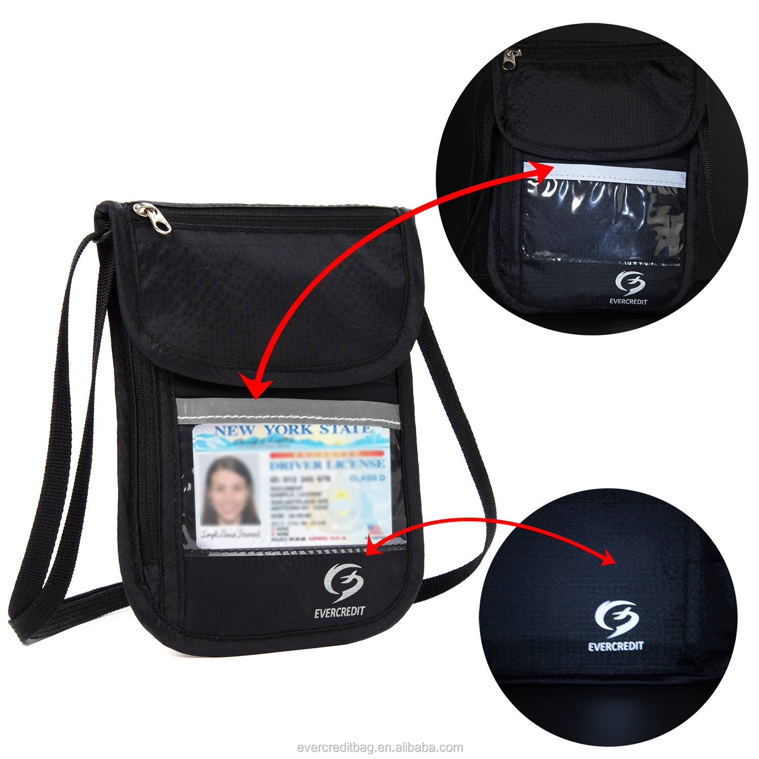 RFID blocking passport card holder stash pouch money security travel neck wallet